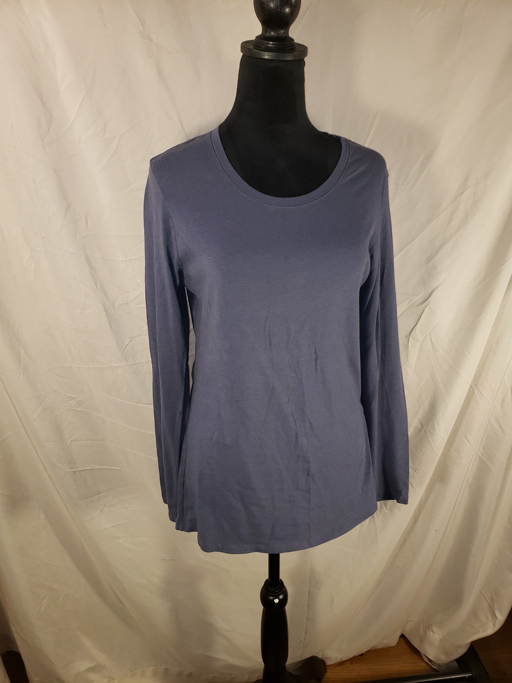 Classic Felina Long-Sleeve Fitted Crewneck Women’s Top - Blue - L
